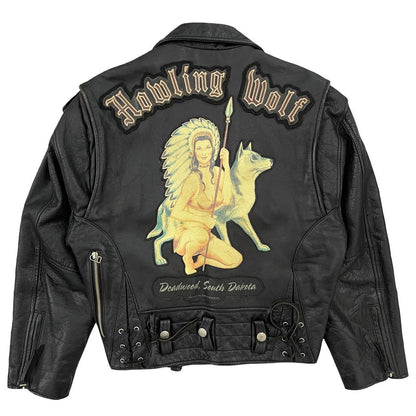 Avirex Howling Wolf Leather Biker Jacket - S