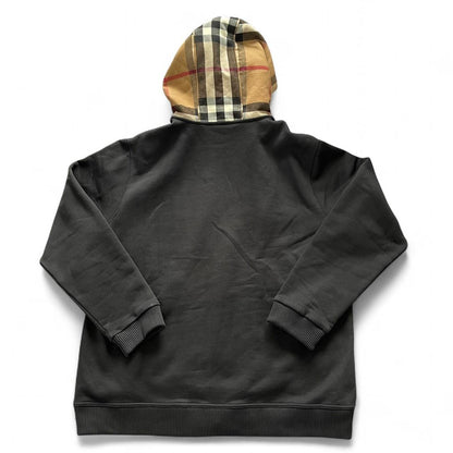 Burberry Check Pattern Zip Up Hoodie | XXL, Black