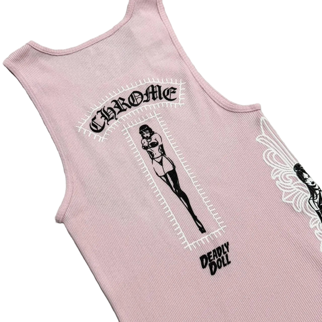 Chrome Hearts Deadly Doll Rib Art Basel Floral Pink Tank Top | Small, Pink