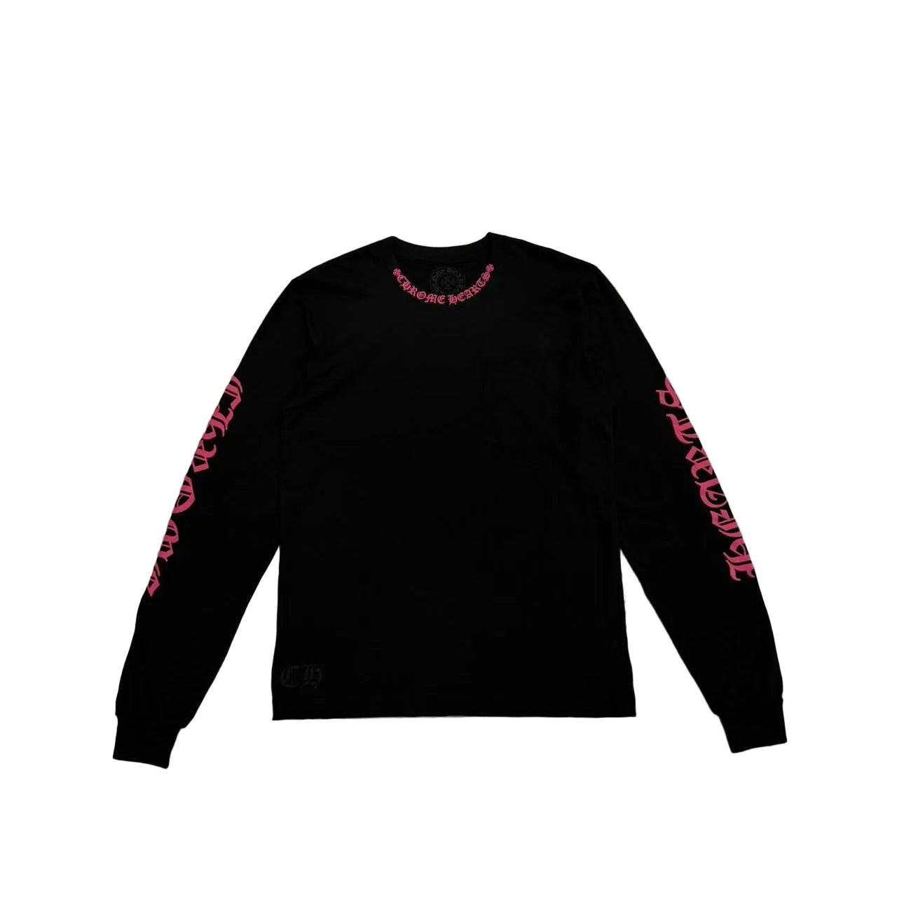 Chrome Hearts Black Pink Long Sleeve Pocket Crew | XL, Black