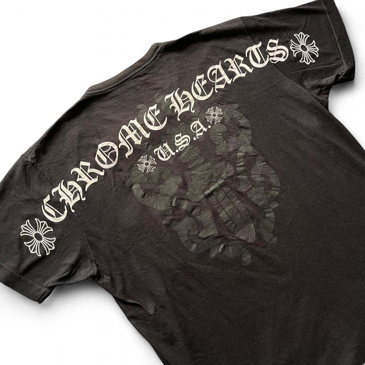 Chrome Hearts Shoulder Script Dagger Logo Tee | Large, Black