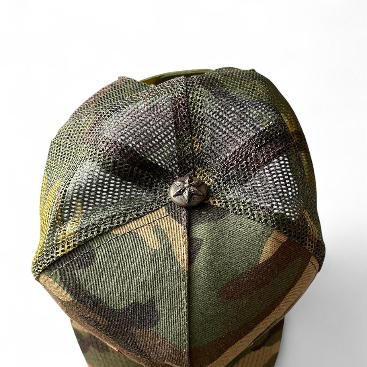 Chrome Hearts Triple Star Logo Leather Patch Camo Orange Trucker Cap | O/S, Camo