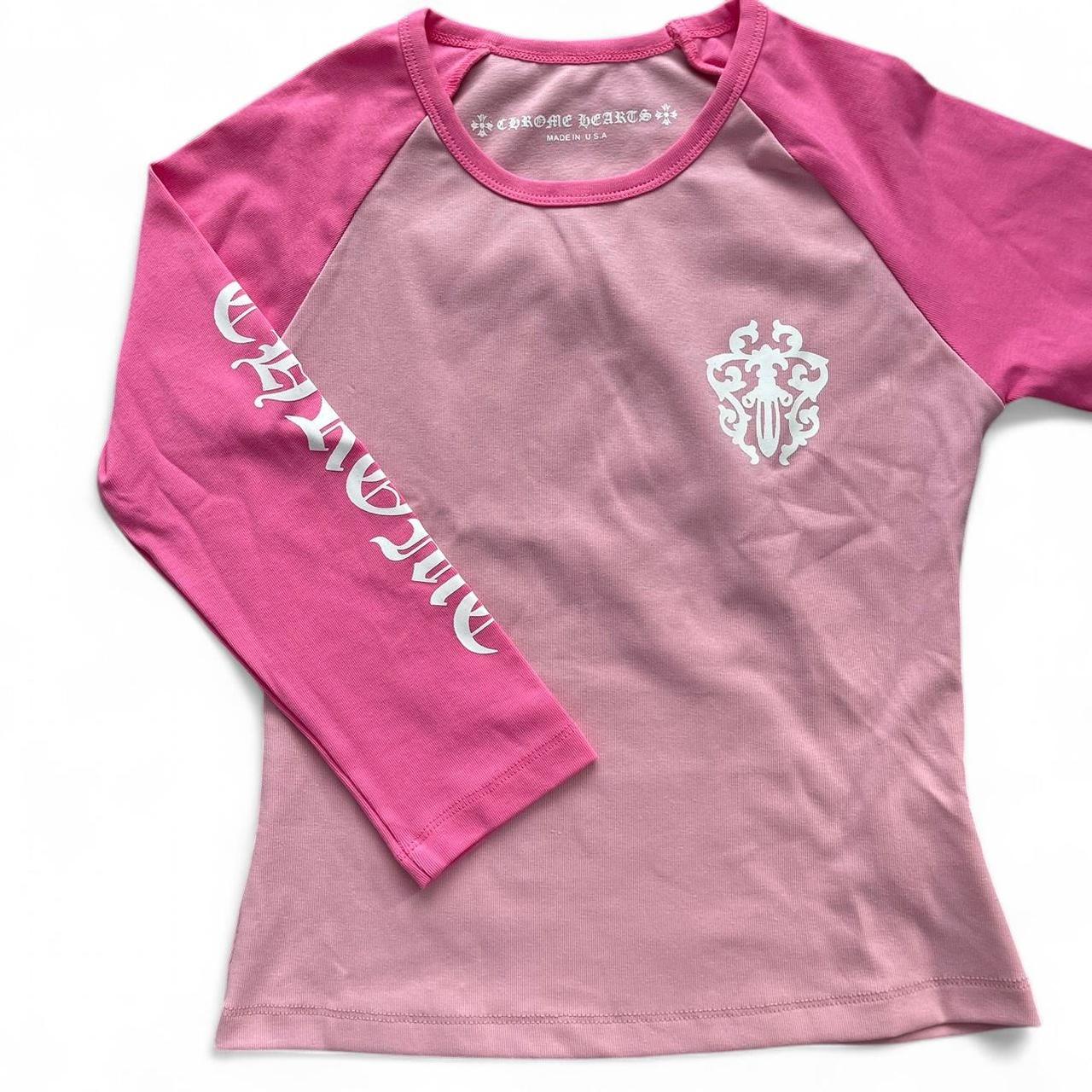 Chrome Hearts Pink Crop Top Long Sleeve | Medium, Pink