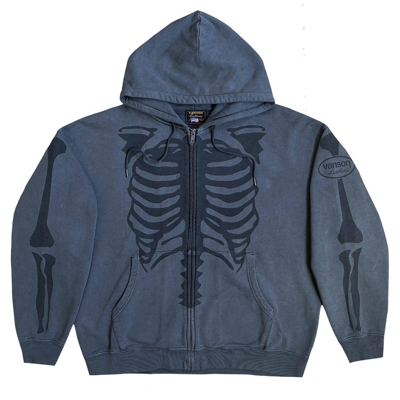 Vanson Leathers Distressed Skeleton Hoodie - XL