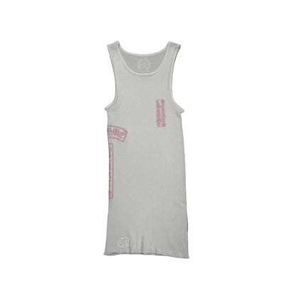 Chrome Hearts T Bar Logo Vest Tank Top White Pink | Small, Multicoloured