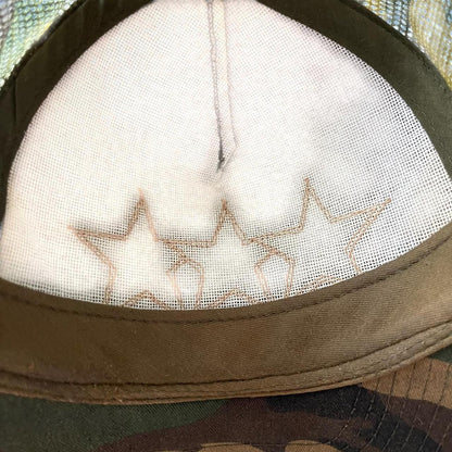 Chrome Hearts Triple Star Logo Leather Patch Camo Orange Trucker Cap | O/S, Camo