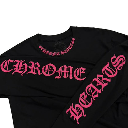 Chrome Hearts Black Pink Long Sleeve Pocket Crew | XL, Black