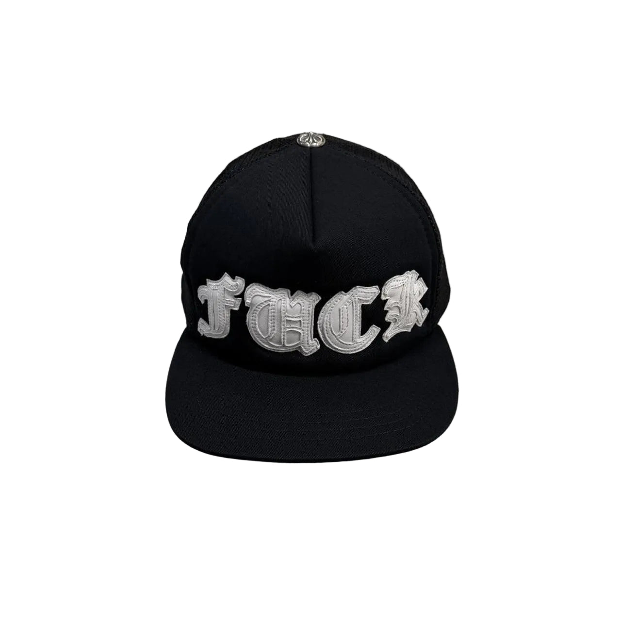 Chrome Hearts White Leather FUCK Patch Trucker Cap Black | O/S, Black