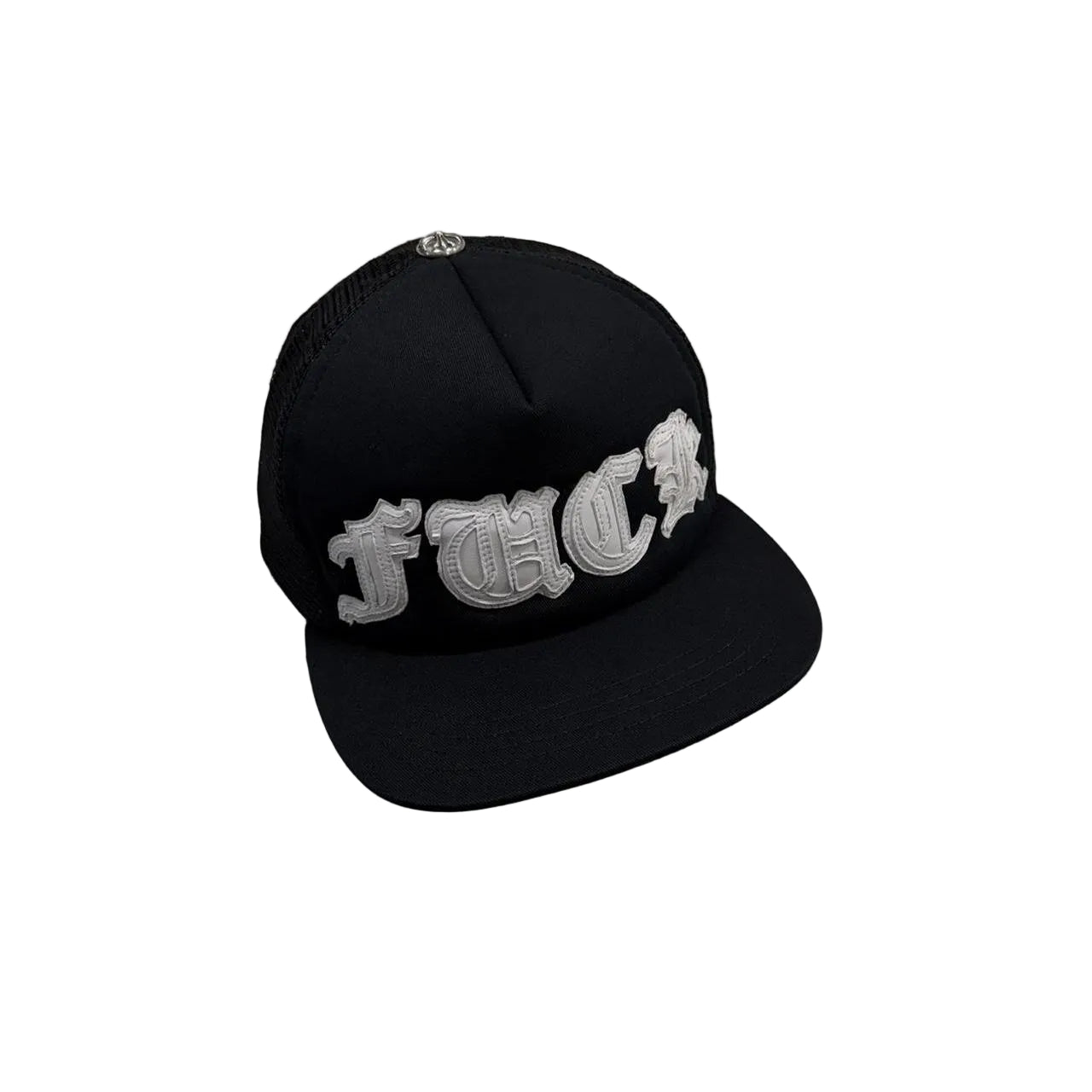 Chrome Hearts White Leather FUCK Patch Trucker Cap Black | O/S, Black