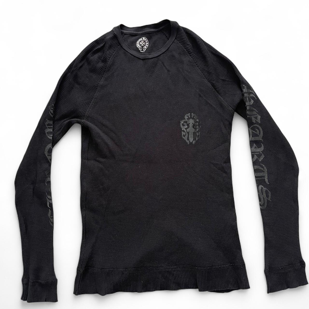 Chrome Hearts Dagger Scroll Logo Thermal Vintage Long Sleeve Black | Small, Black
