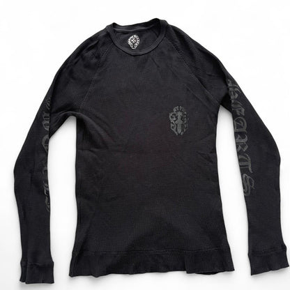 Chrome Hearts Dagger Scroll Logo Thermal Vintage Long Sleeve Black | Small, Black