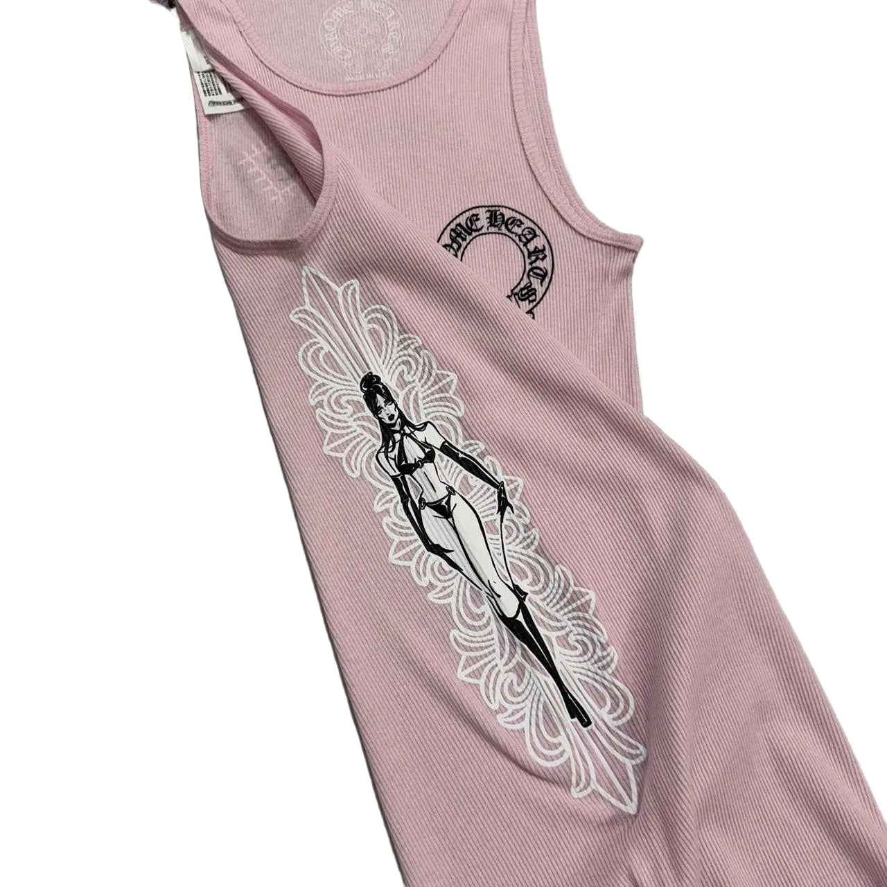 Chrome Hearts Deadly Doll Rib Art Basel Floral Pink Tank Top | Small, Pink