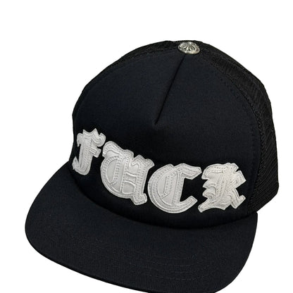 Chrome Hearts White Leather FUCK Patch Trucker Cap Black | O/S, Black