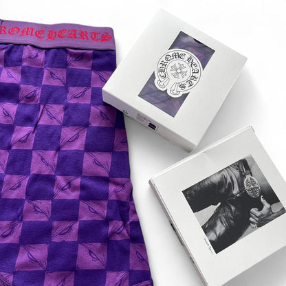 Chrome Hearts Underwear Classic Rib Boxer Brief 99 Eyes Matty Boy Purple | Medium, Purple