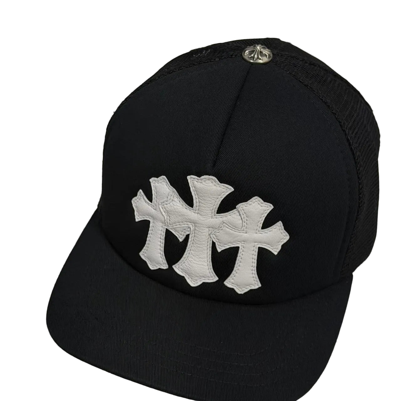 Chrome Hearts 3 Leather Cross Patch Trucker Cap Black | O/S, Black