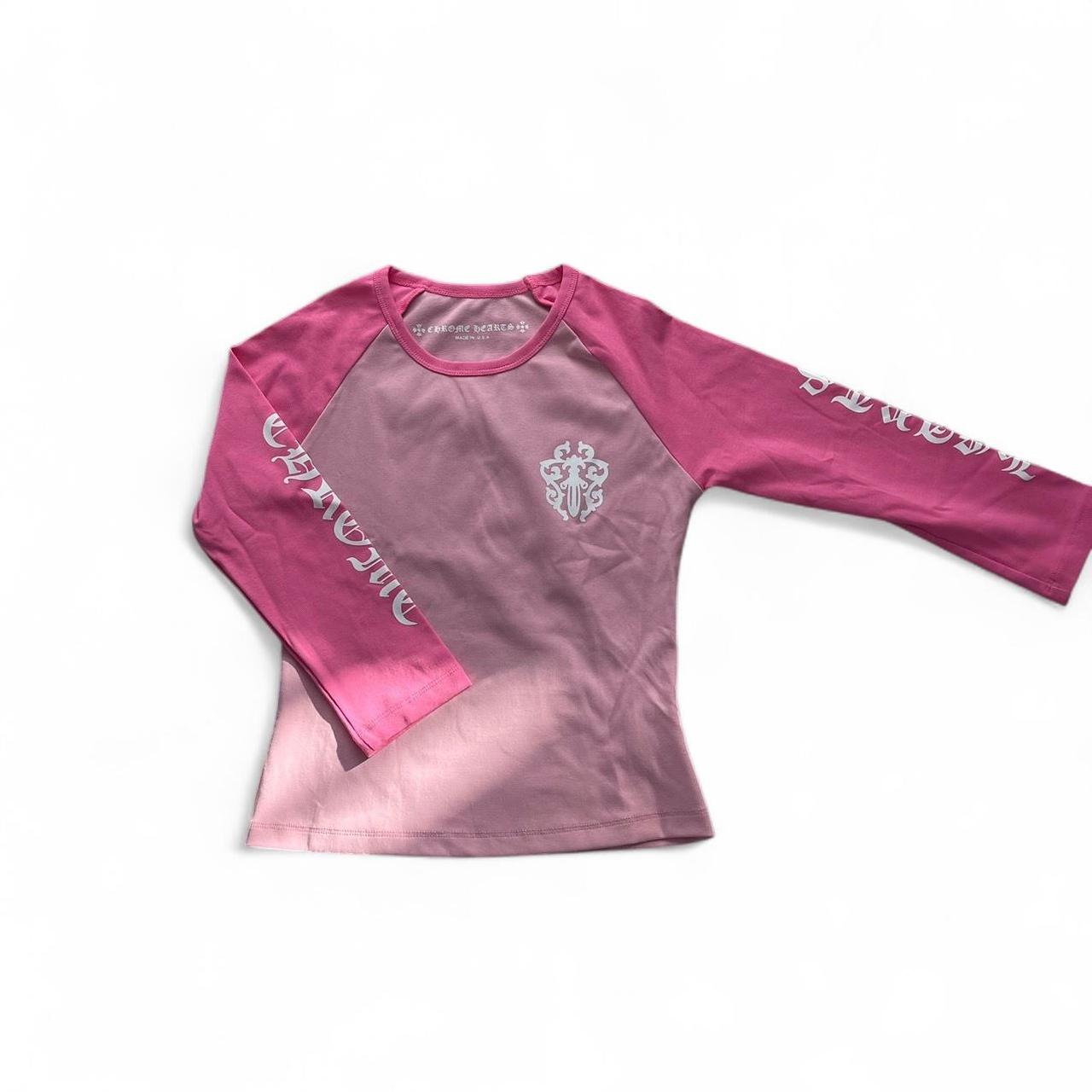 Chrome Hearts Pink Crop Top Long Sleeve | Medium, Pink