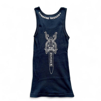 Chrome Hearts Rare Cross Logo Dagger Vintage Tank Top | Small, Tan