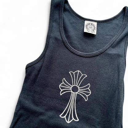Chrome Hearts Rare Cross Logo Dagger Vintage Tank Top | Small, Tan