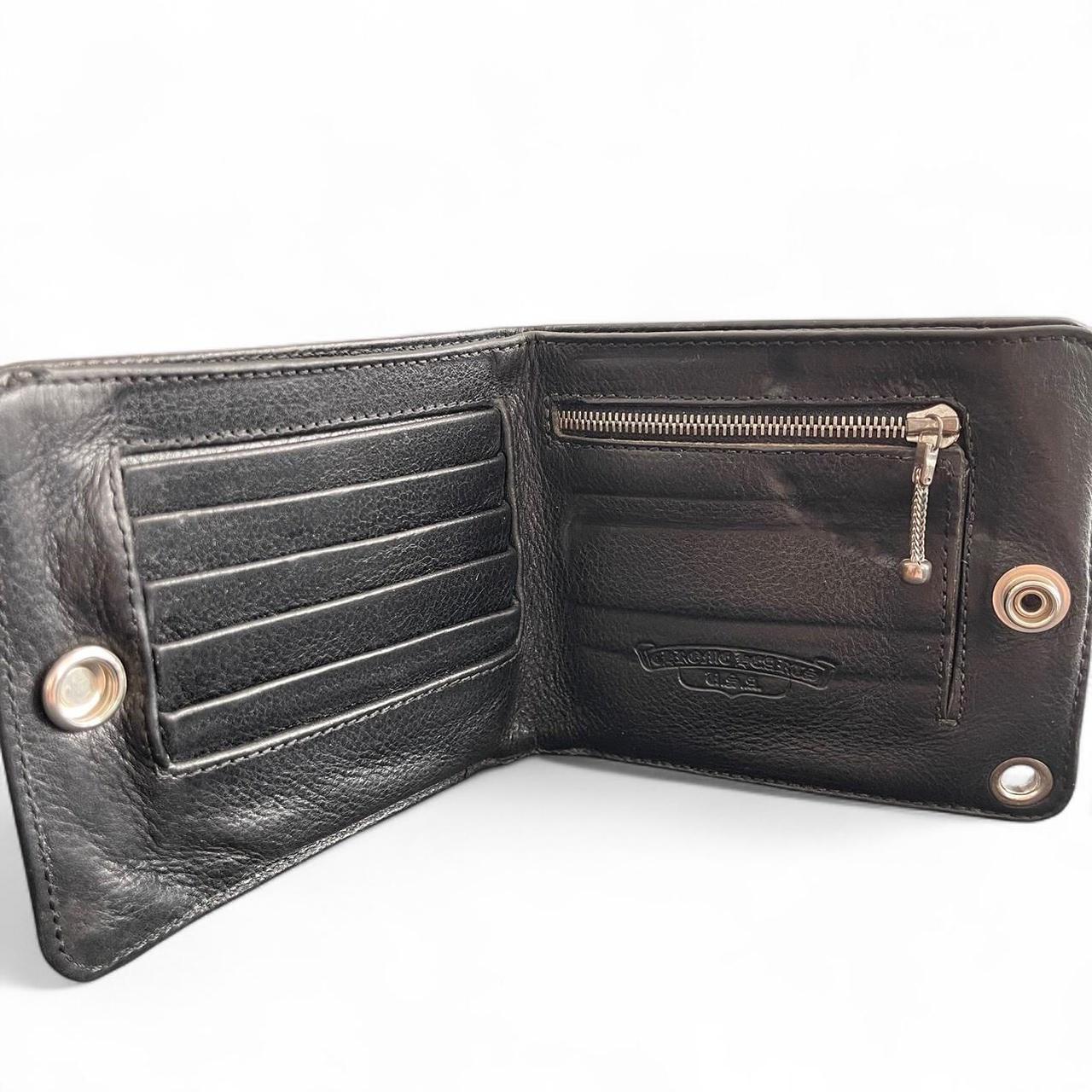 Chrome Hearts 1SNAP 1 Snap Cross Ball Button Leather Wallet Black 