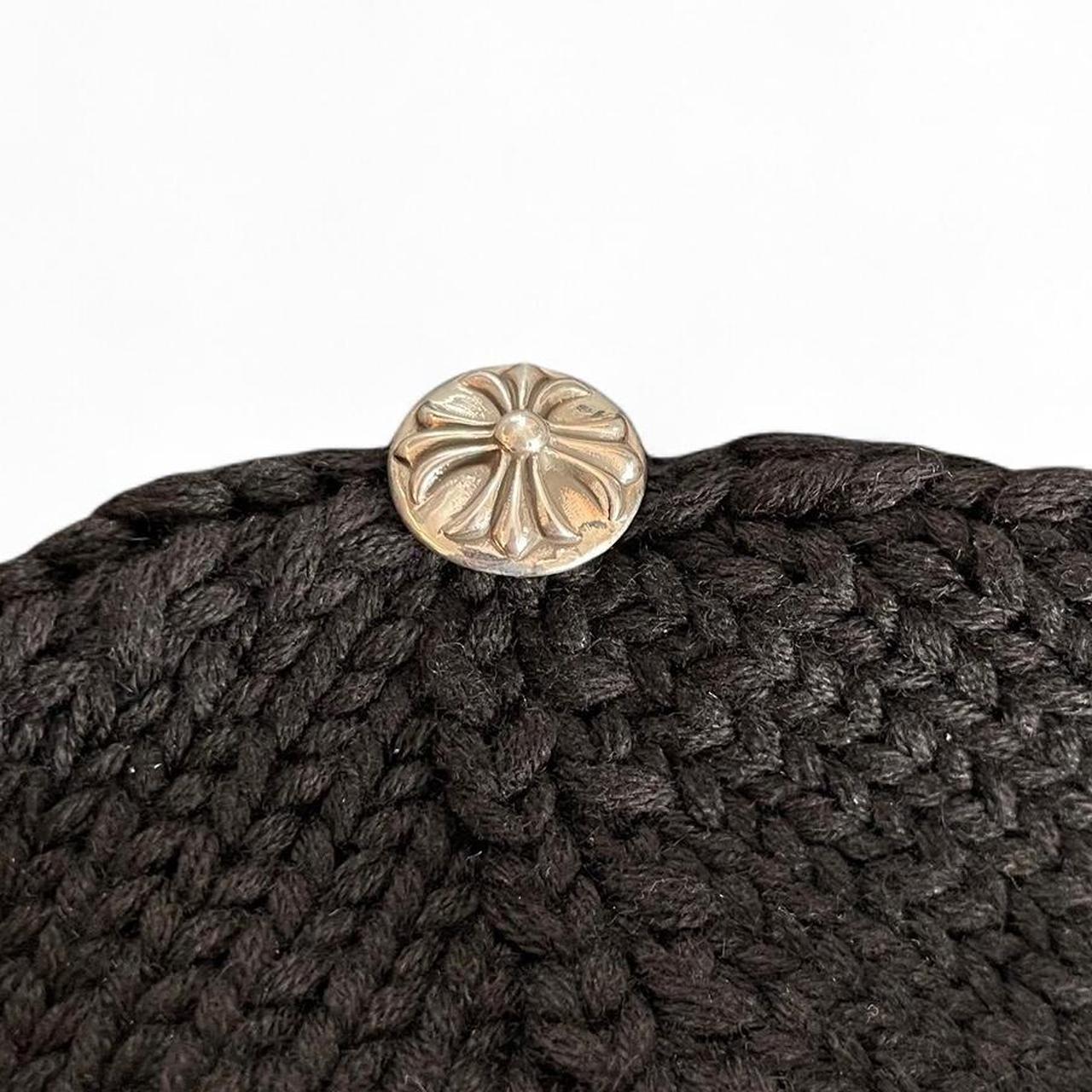 Chrome Hearts Cross Leather Patch Cashmere Knit Beanie | O/S, Black