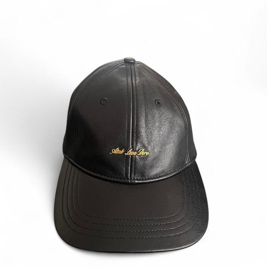 Aimé Leon Dore Brass Logo Leather Hat 'Jet Black' | O/S, Black
