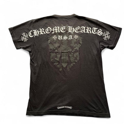 Chrome Hearts Shoulder Script Dagger Logo Tee | Large, Black