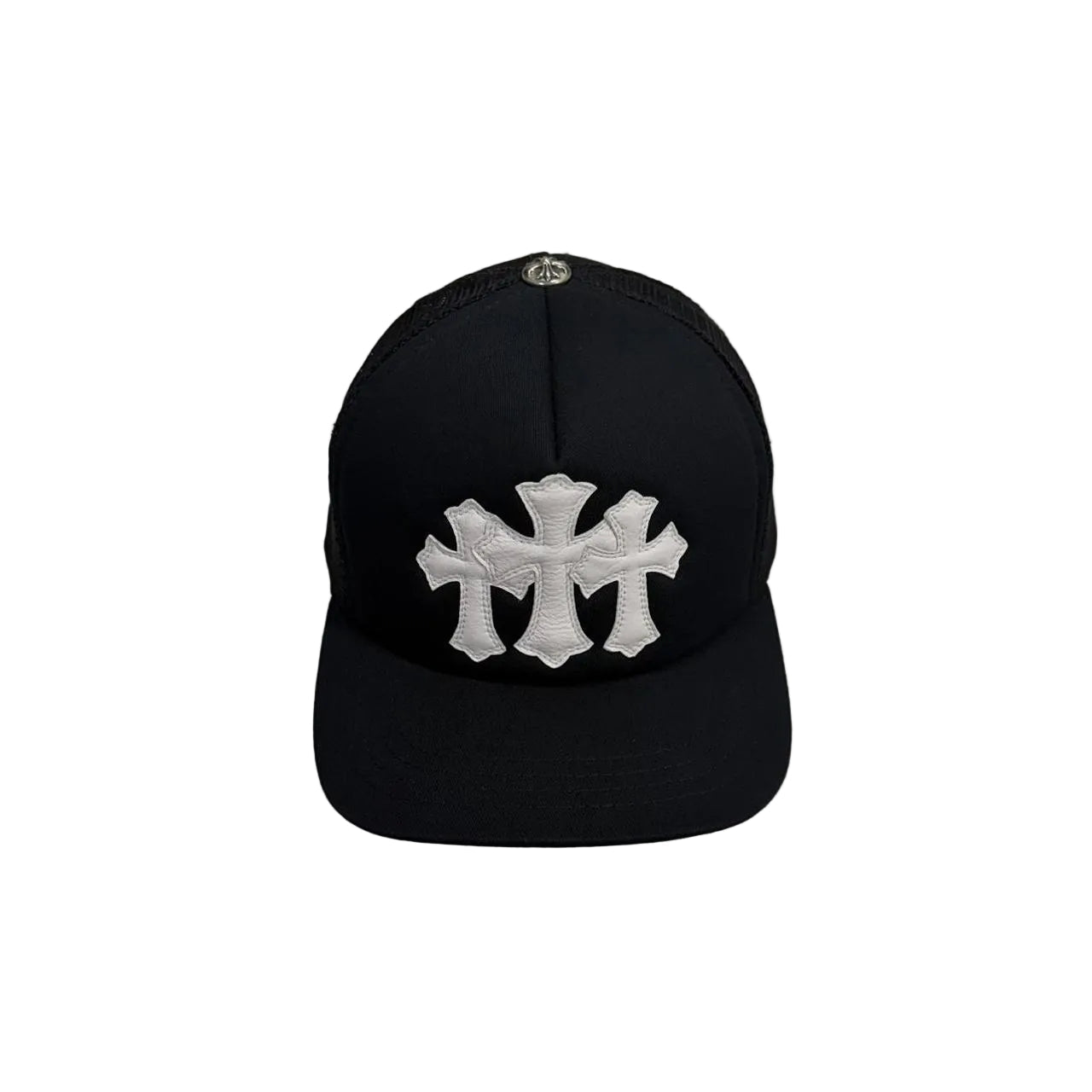 Chrome Hearts 3 Leather Cross Patch Trucker Cap Black | O/S, Black