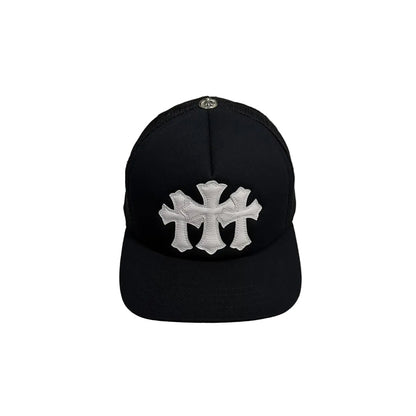 Chrome Hearts 3 Leather Cross Patch Trucker Cap Black | O/S, Black