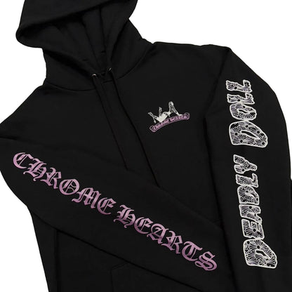 Chrome Hearts Deadly Doll Exclusive Glitter Pin Up Plus Logo Hoodie | X-Small, Black