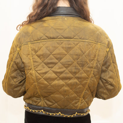 Moschino Chain Quilted Green Jacket