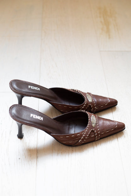 Brown Fendi Mules