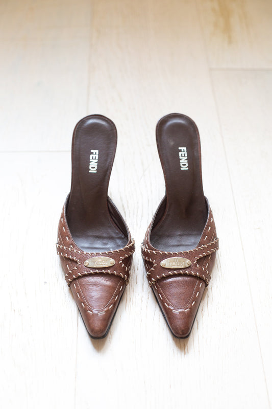 Brown Fendi Mules