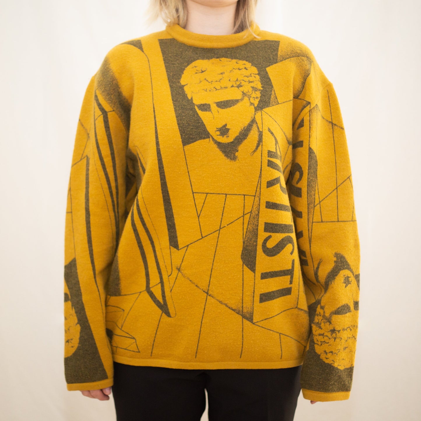 1990's Mustard Greek Mythology Knit