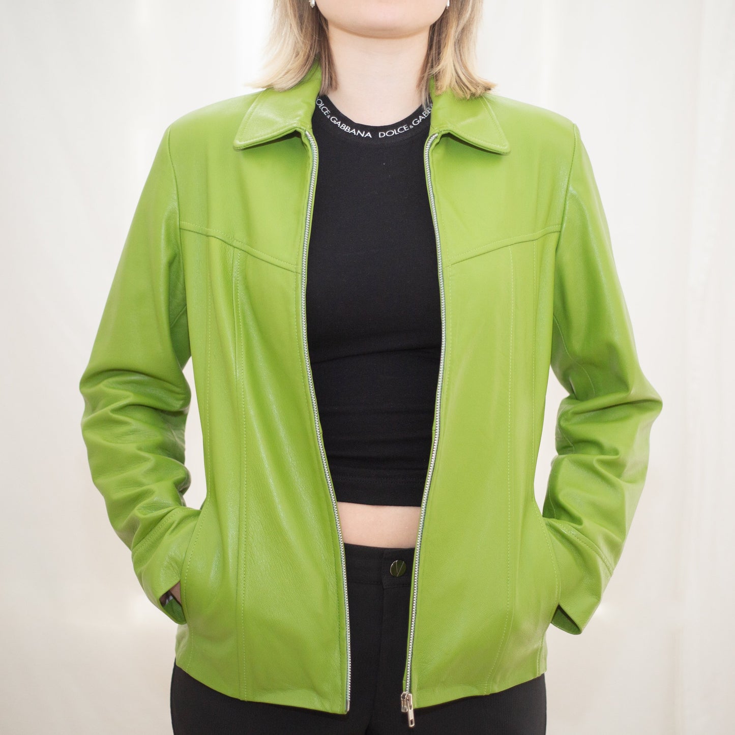 Apple Green Leather Jacket