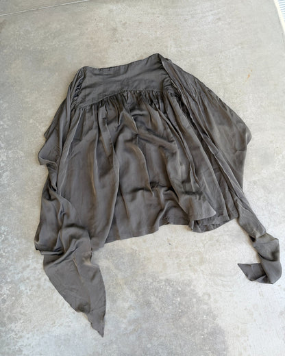 Loewe Silk Pleated Wrap Tie Waist Midi Skirt – S/M-on a concrete background
