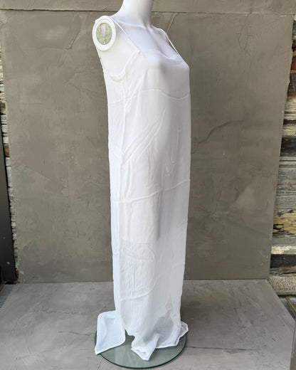 Isabel Marant Étoile White Viscose Sheer Slip Dress-on a concrete background