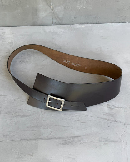 Zanini Oversized Brown Leather Belt-on a concrete background