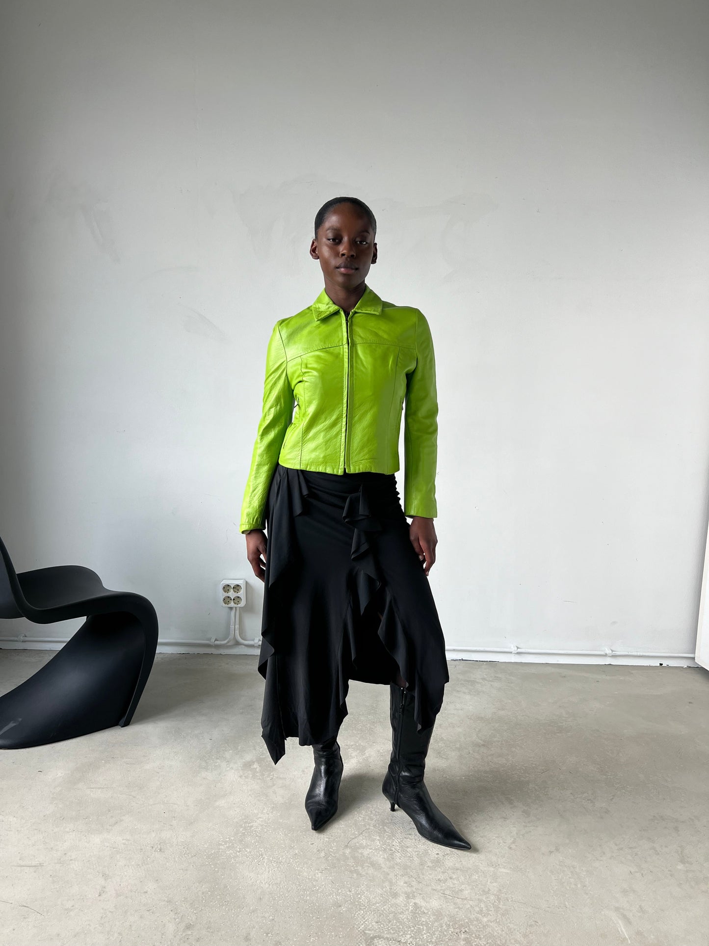 LIME GREEN LEATHER JACKET | Default Title, Green