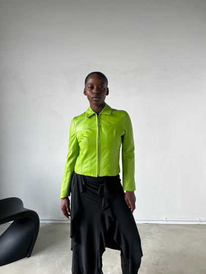 LIME GREEN LEATHER JACKET | Default Title, Green