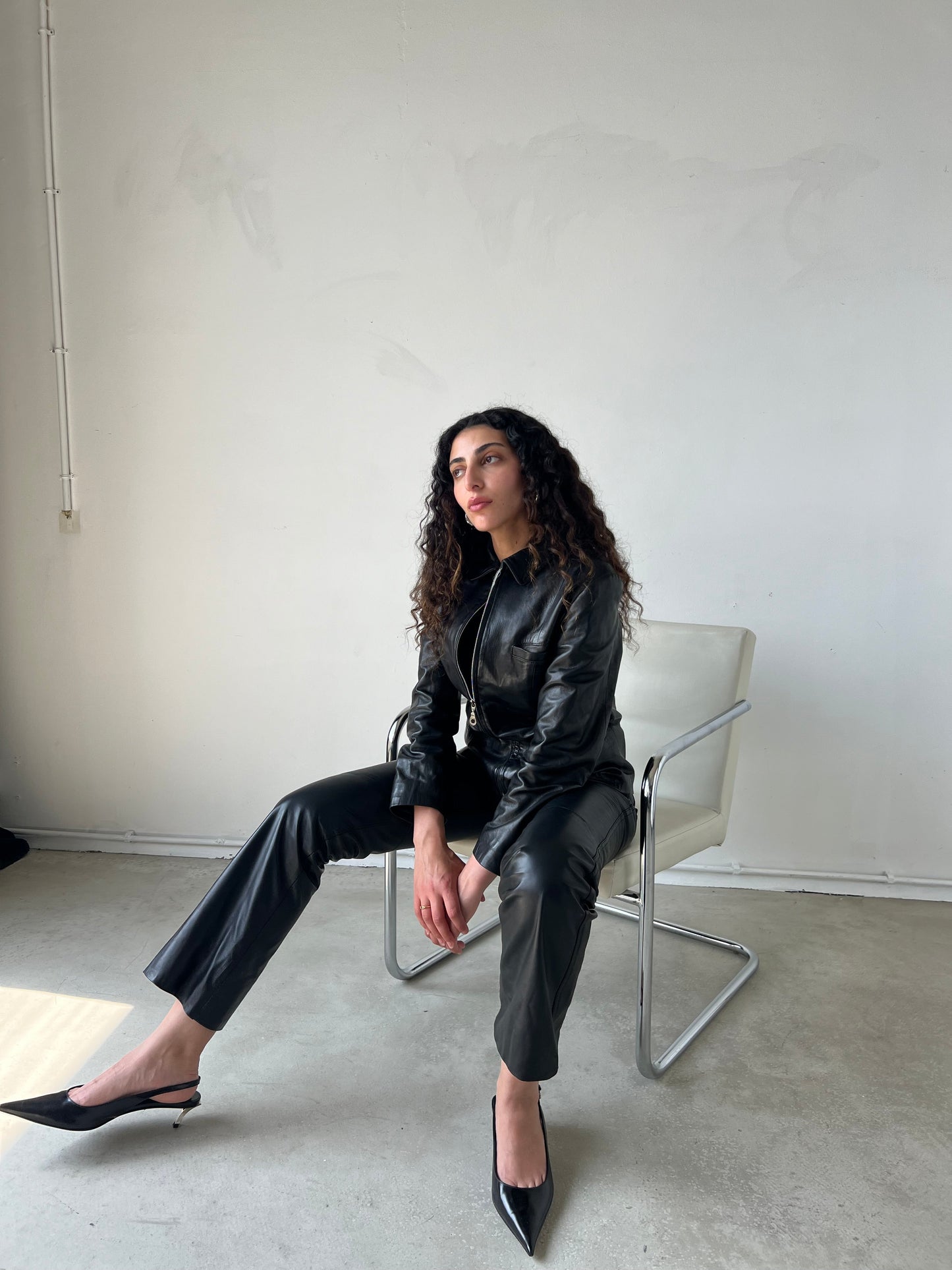 BLACK LEATHER ZIP JACKET | Default Title, Black