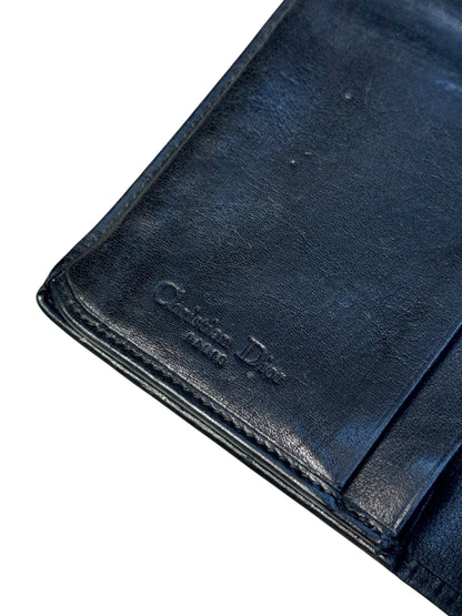 Christian Dior Metal Logo Black Leather Bi-fold Wallet