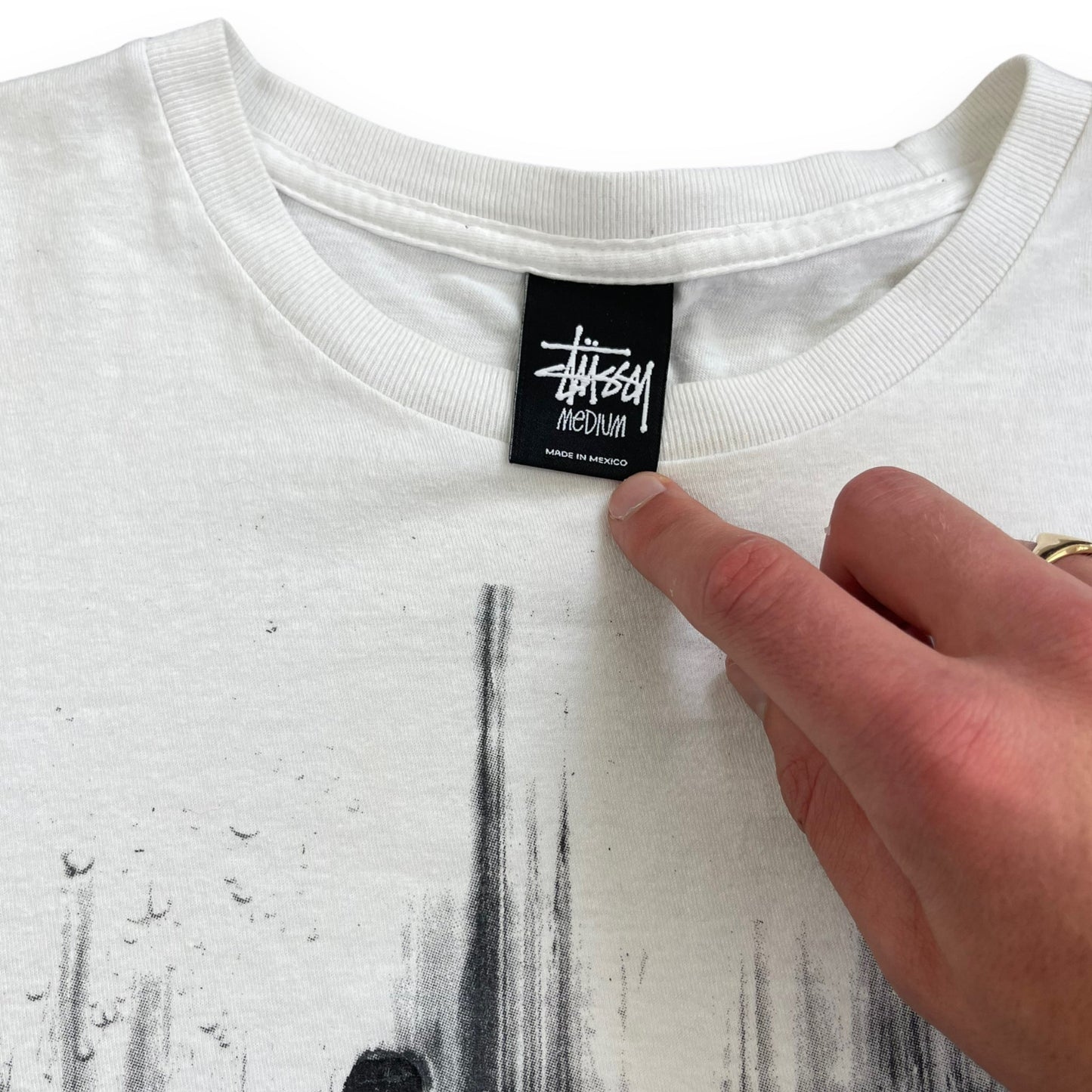 Stussy Smudge Logo T-Shirt (M) | Default Title, Black