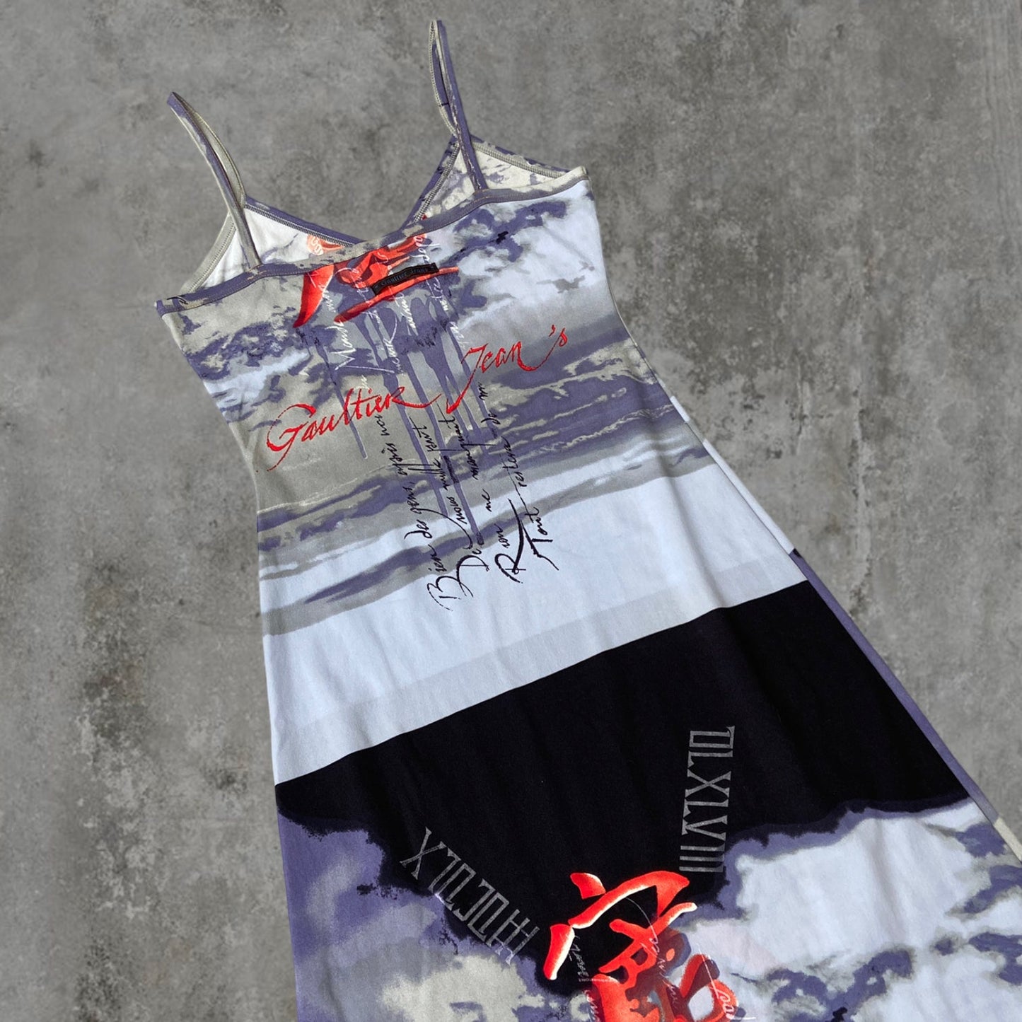 AW97 JEAN PAUL GAULTIER GRAPHIC PRINT DRESS - M