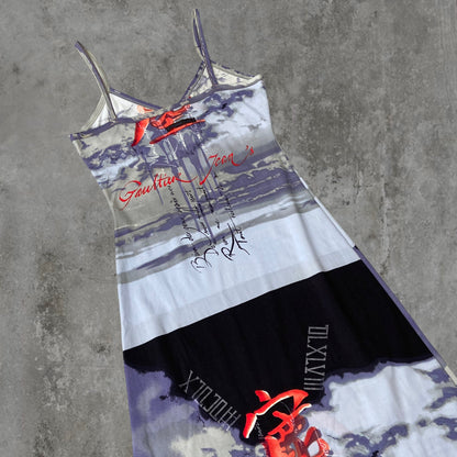 AW97 JEAN PAUL GAULTIER GRAPHIC PRINT DRESS - M