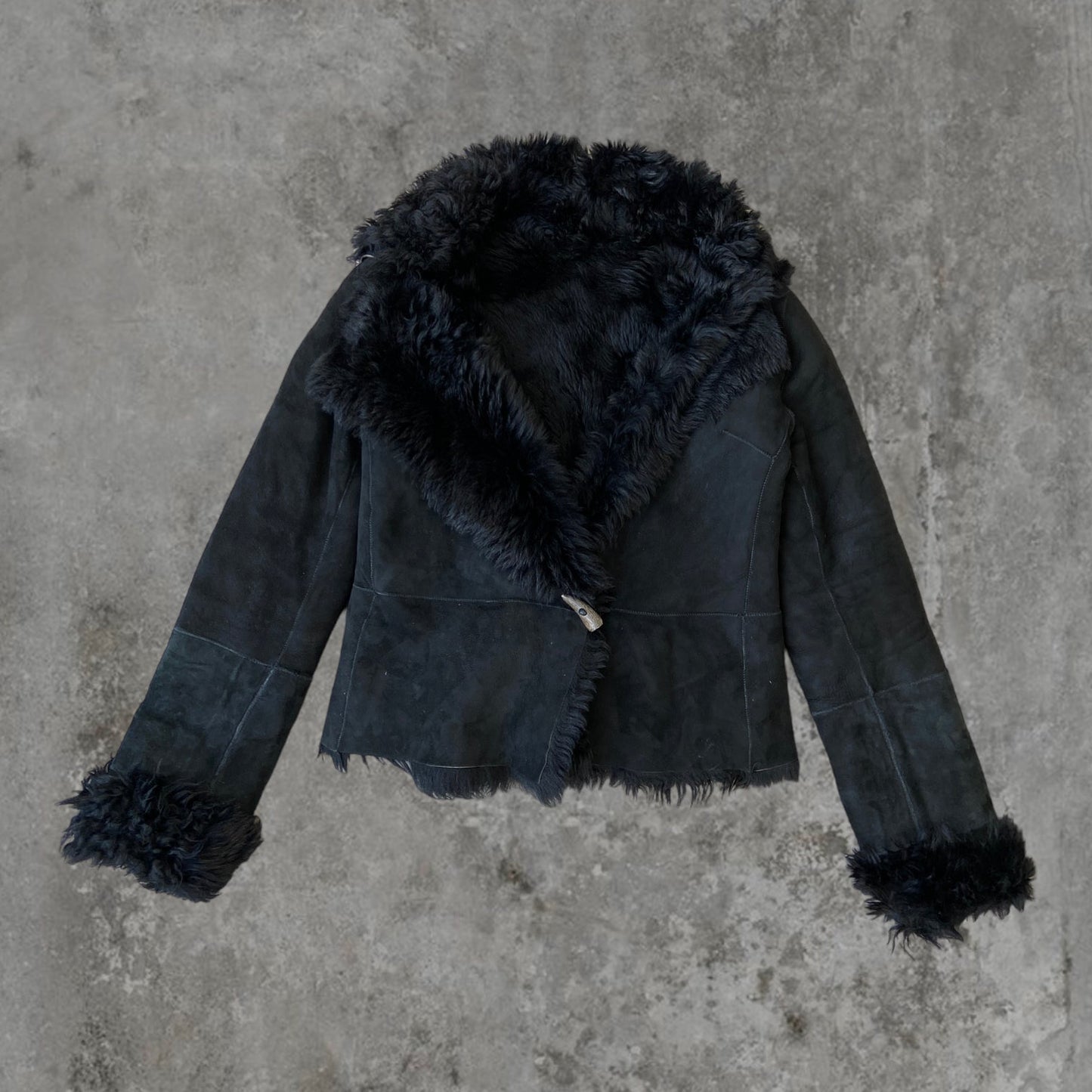 PLEIN SUD LEATHER & FUR COAT - M