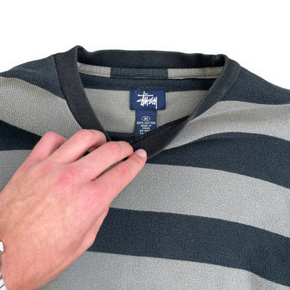 Stussy Waffle Knit Striped Jumper (M) | Default Title, Black