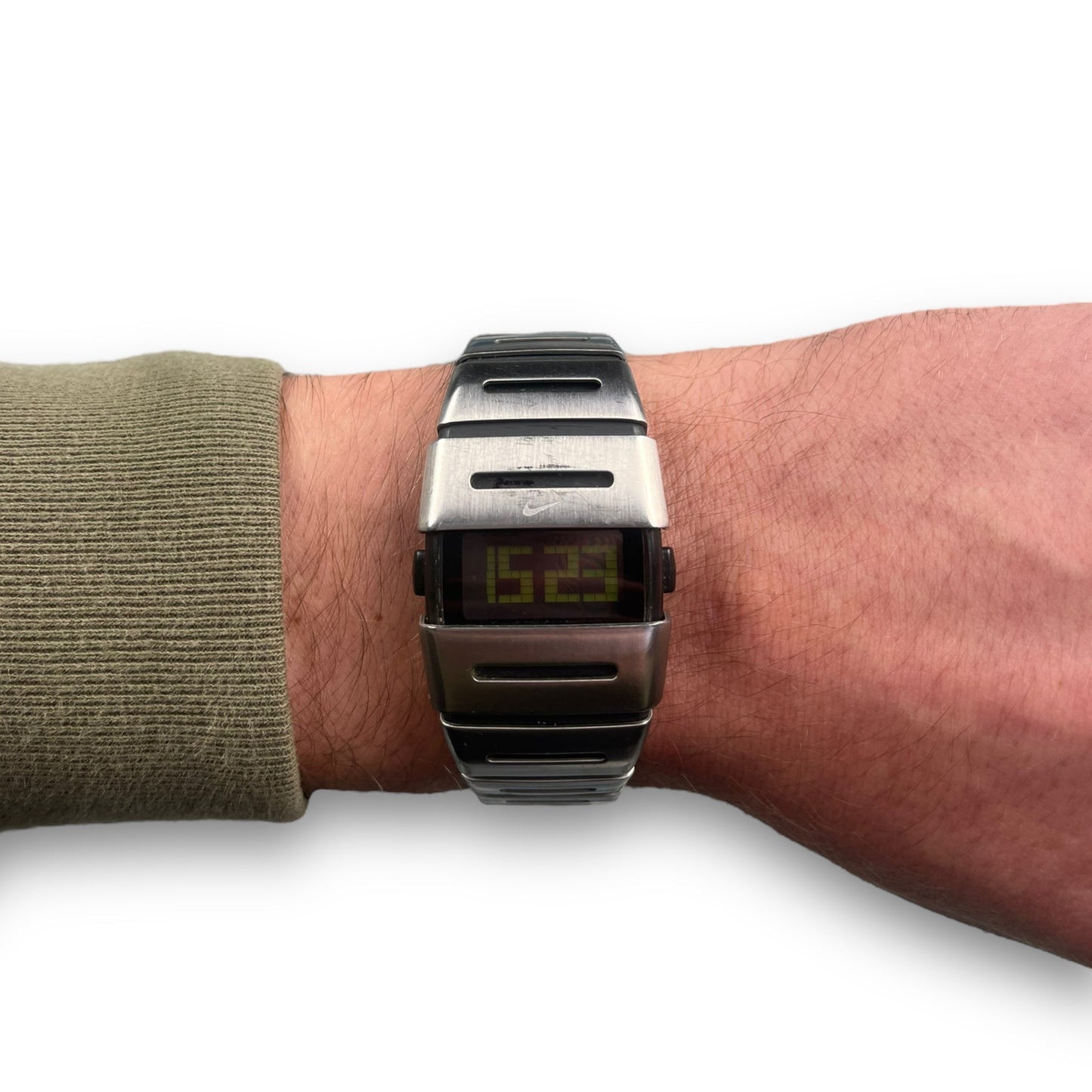 Early 2000's Nike D-Line Stainless-Steel Digital Watch | O/S, Tan