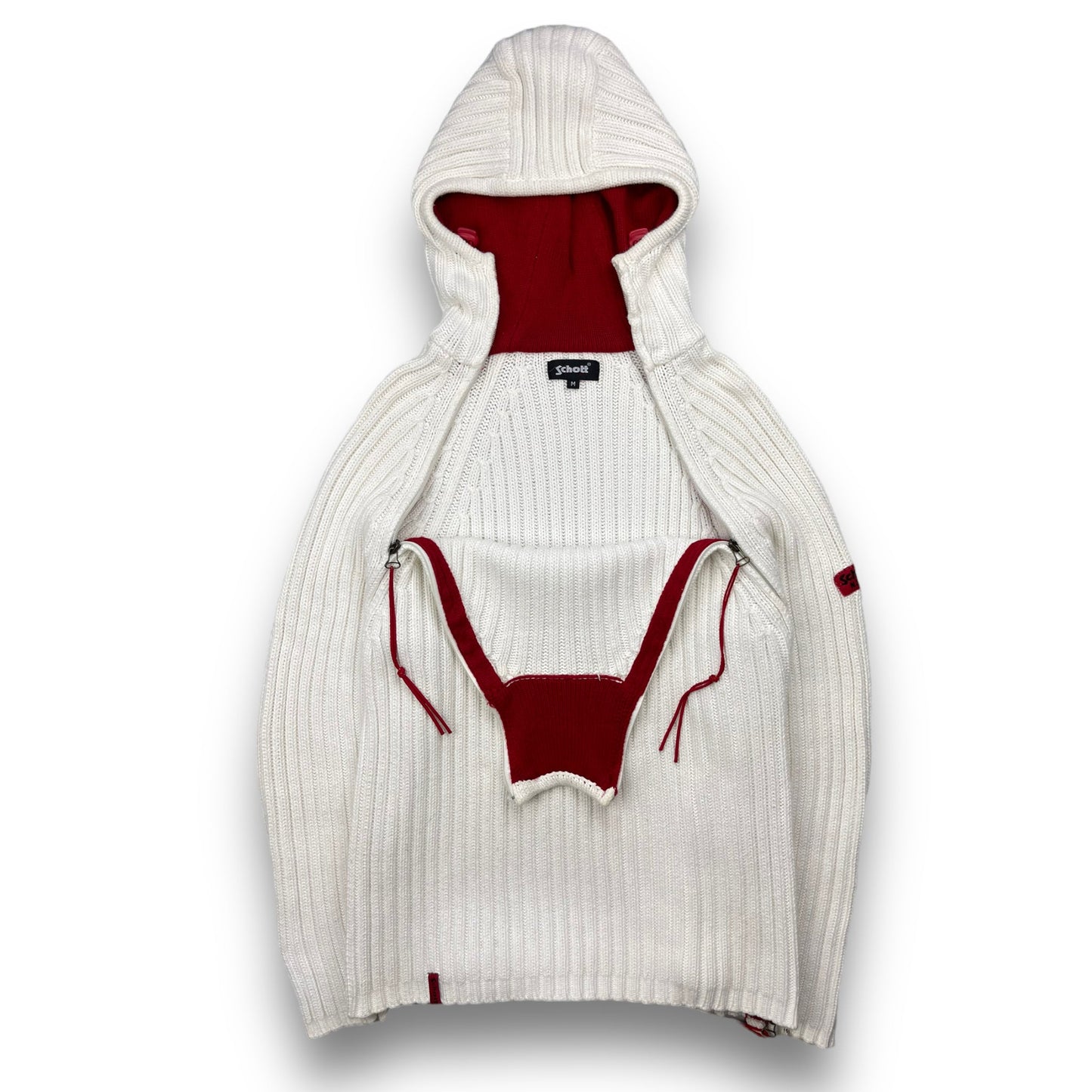2000's Schott NYC Dual Zip Knitted Balaclava Hoodie (M) | Default Title, Multicoloured