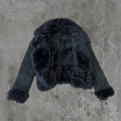 PLEIN SUD LEATHER & FUR COAT - M