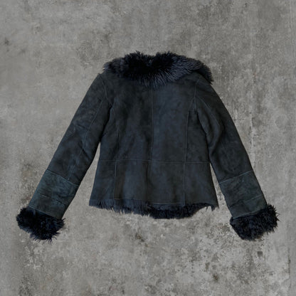 PLEIN SUD LEATHER & FUR COAT - M